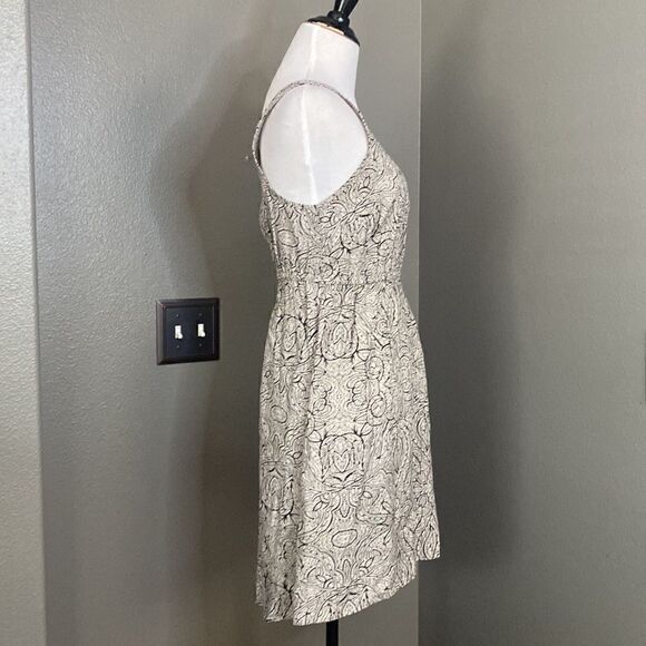 Anthropologie Starry Night black and cream Floral Paisley Print Mini Dress - Picture 6 of 8